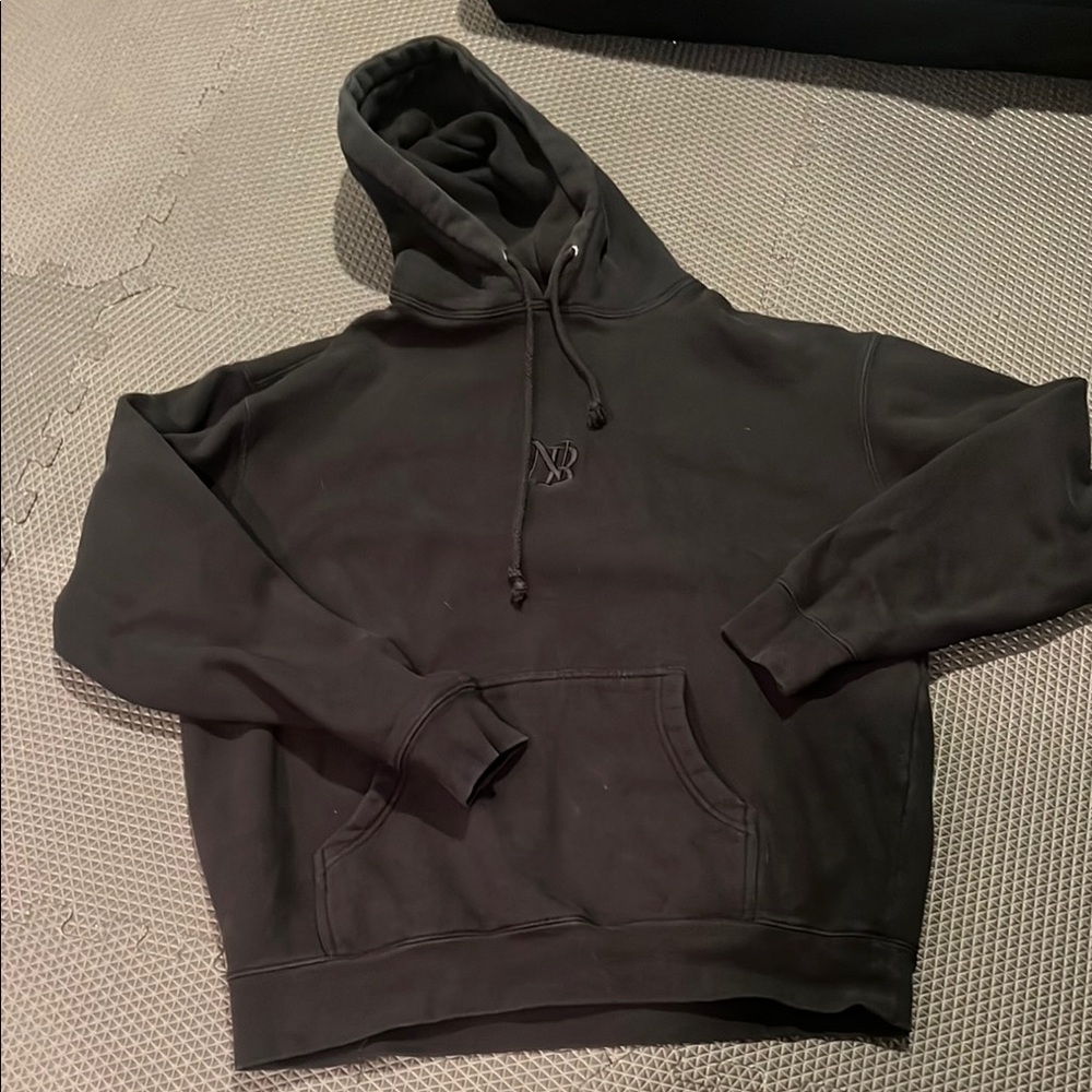 Black Pullover Hoodie with Subtle Logo - Men